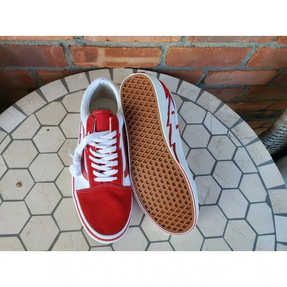 Men Size 6.5 VANS Old Skool Bolt Red VN0009Q56RT Rare Classic Suede Women Sz 8